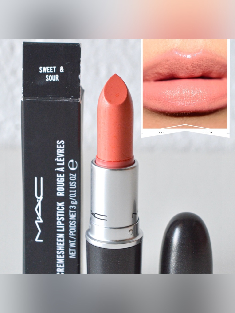 MAC Cosmetics Lipstick *SWEET & SOUR* Discontinued Light-Medium Peach BNIB 2YK